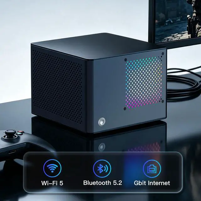 Alt view image 6 of 7 - PreBuilt SFF Gaming Mini PC 5.6L Compact Desktop Intel Core i514400F RX 5500 8GB GPU 16GB DDR4 RAM 512GB M.2 NVMe SSD PreInstalled Windows 11 & Linux Gaming OS ReadytoShip
