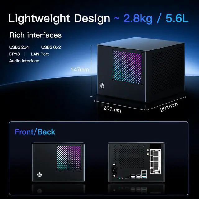 Alt view image 7 of 7 - PreBuilt SFF Gaming Mini PC 5.6L Compact Desktop Intel Core i514400F RX 5500 8GB GPU 16GB DDR4 RAM 512GB M.2 NVMe SSD PreInstalled Windows 11 & Linux Gaming OS ReadytoShip