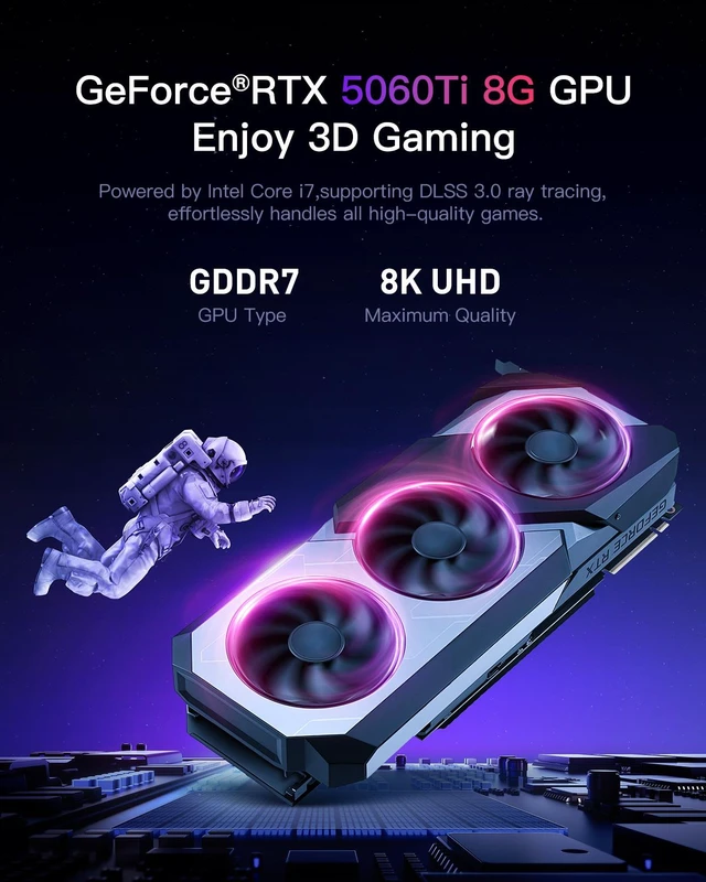 Alt view image 4 of 7 - 5.6L Compact All Aluminum Small Form Factor Gaming Desktop, Intel Core i7-13790F, RTX 5060 Ti, 16GB DDR4 Memory, 1TB NVMe SSD, Windows 11 Home Prebuilt PC