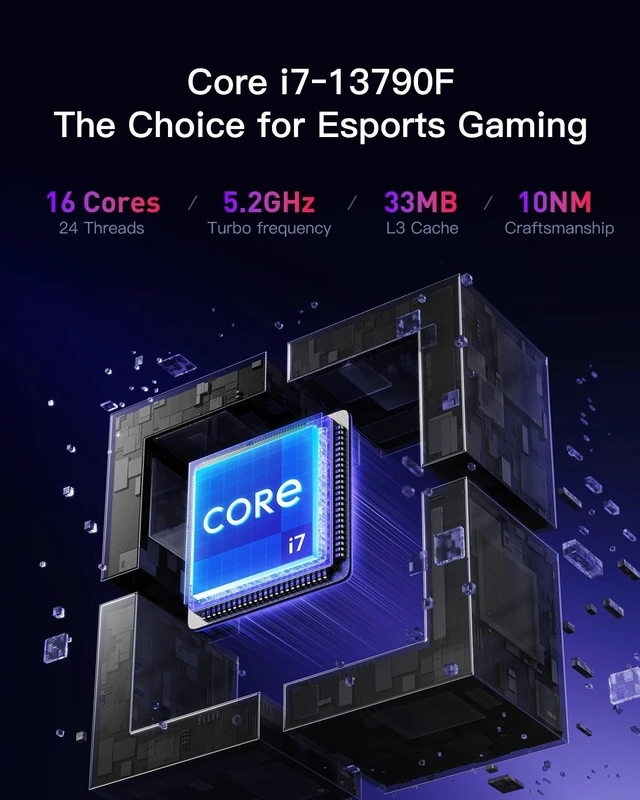 Alt view image 3 of 7 - 5.6L Compact All Aluminum Small Form Factor Gaming Desktop, Intel Core i7-13790F, RTX 5060 Ti, 16GB DDR4 Memory, 1TB NVMe SSD, Windows 11 Home Prebuilt PC