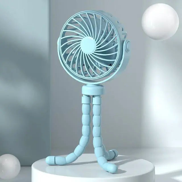 Main image of ORMOS Octopus Fan, 4-in-1 Portable Cooling Fan, 360° Rotation, 3 Speeds, Ultra Quiet 20dB, Black, USB Powered, Flexible Legs Design for Baby Room & Home Use (Blue)