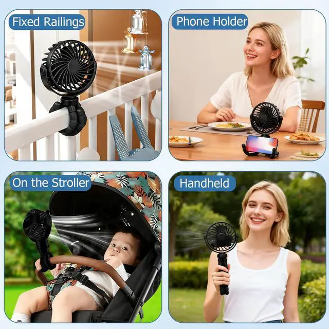 Alt view image 6 of 7 - ORMOS Octopus Fan, 4-in-1 Portable Cooling Fan, 360° Rotation, 3 Speeds, Ultra Quiet 20dB, Black, USB Powered, Flexible Legs Design for Baby Room & Home Use (Pink)