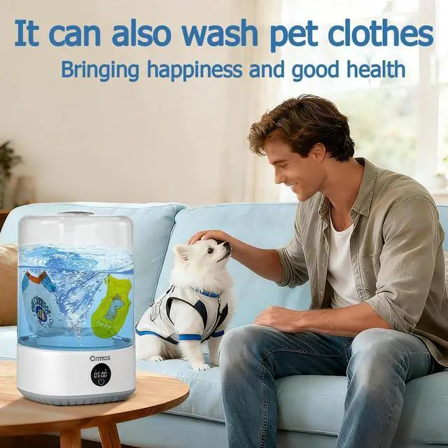 Alt view image 4 of 7 - ORMOS Portable Mini Washing Machine, White, 6L Capacity, Wireless, 5000mAh Battery, 3 Wash Modes, Waterproof IPX4 Base