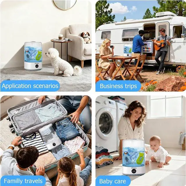 Alt view image 5 of 7 - ORMOS Portable Mini Washing Machine, White, 6L Capacity, Wireless, 5000mAh Battery, 3 Wash Modes, Waterproof IPX4 Base