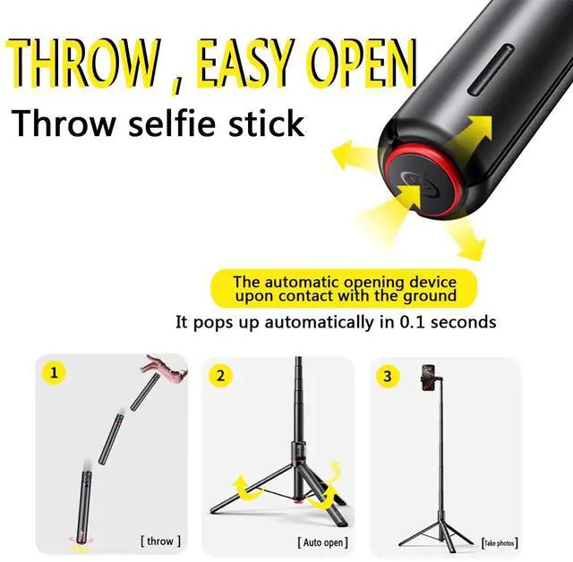 Alt view image 4 of 7 - 70" Auto-Pop-up Selfie Stick Tripod, All-in-1 Aluminum Celly Phone Selfie Stick for iPhone Android with Remote,Travel Tripod,Video Recording, Vlogging, Live Streaming,(Black)