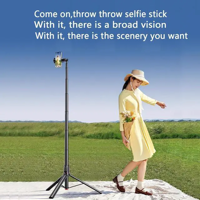 Alt view image 6 of 7 - 70" Auto-Pop-up Selfie Stick Tripod, All-in-1 Aluminum Celly Phone Selfie Stick for iPhone Android with Remote,Travel Tripod,Video Recording, Vlogging, Live Streaming,(Black)