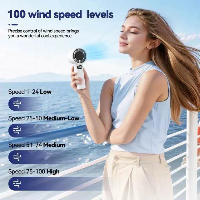 Alt view image 3 of 7 - Handheld Fan. Portable Handheld Fan 120 Wind Speed Mini Handheld Desk Fan USB Rechargeable .Portable(Gray)