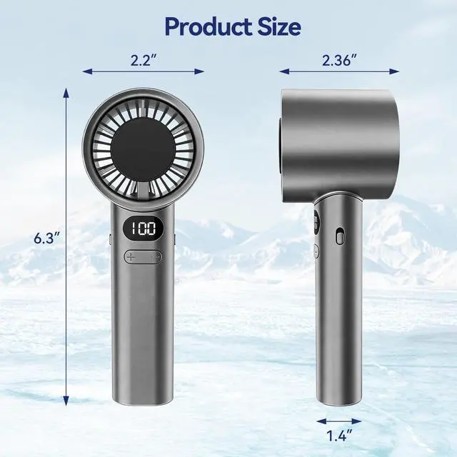 Alt view image 7 of 7 - Handheld Fan. Portable Handheld Fan 120 Wind Speed Mini Handheld Desk Fan USB Rechargeable .Portable(Gray)