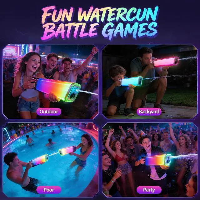 Alt view image 5 of 7 - Vibe Flow Rechargeable Continuous Shoot Water Blaster with LED Light & Sound for Summer Outdoor Game