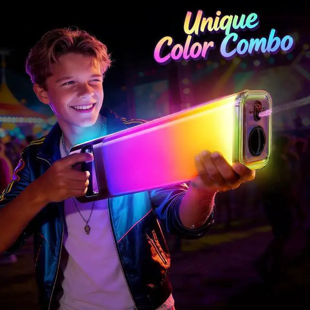 Alt view image 7 of 7 - Vibe Flow Rechargeable Continuous Shoot Water Blaster with LED Light & Sound for Summer Outdoor Game