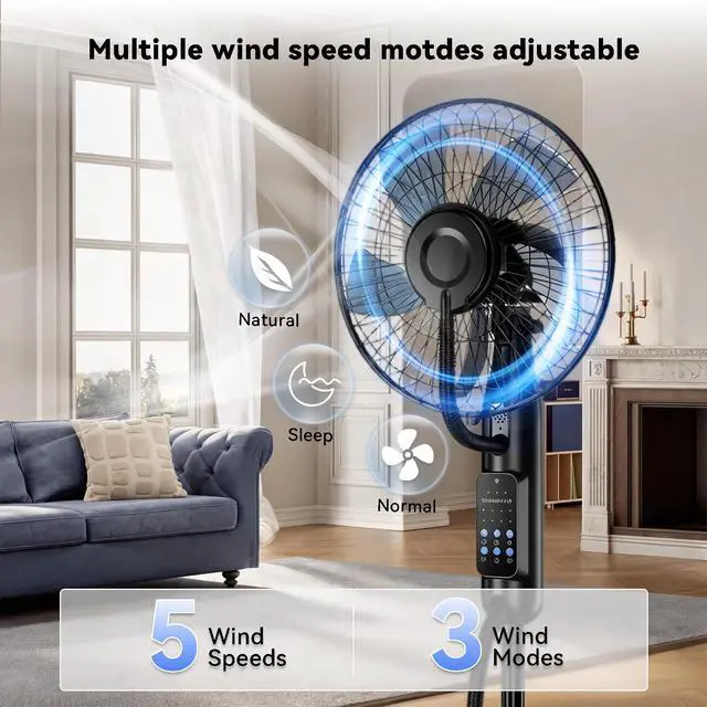 Alt view image 2 of 7 - Misting Fan, Portable Pedestal Fan with Remote Control, 4L Detachable Tank, Energy-Saving Timer, Quiet Cooling for Garden, Poolside, and Home Perfect Misting Fan for Outdoor Comfort