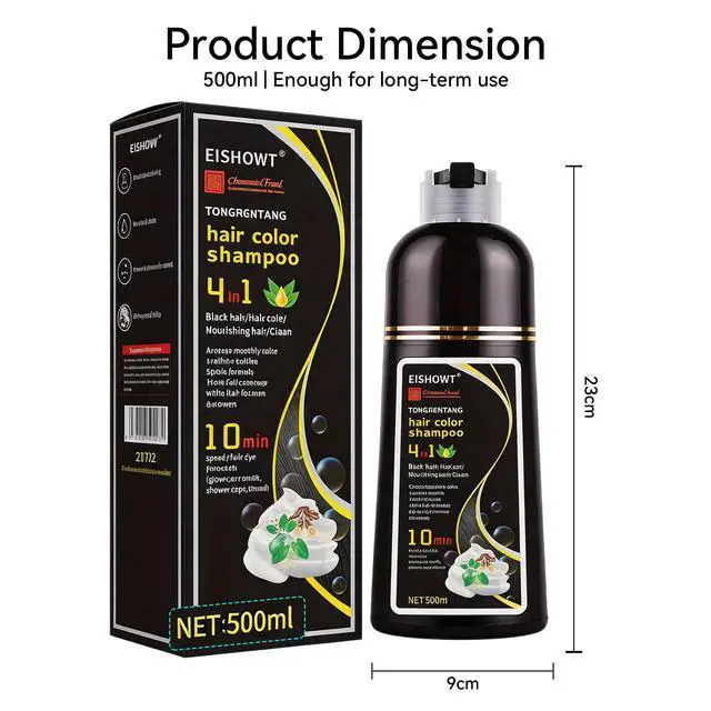 Alt view image 6 of 7 - 4-in-1 Herbal Hair Color Shampoo (500ml), Quick Instant Gray Hair Coverage Coloring Shampoo for Women & Men, Home Hair Dye - Wine Red & Grape Purple