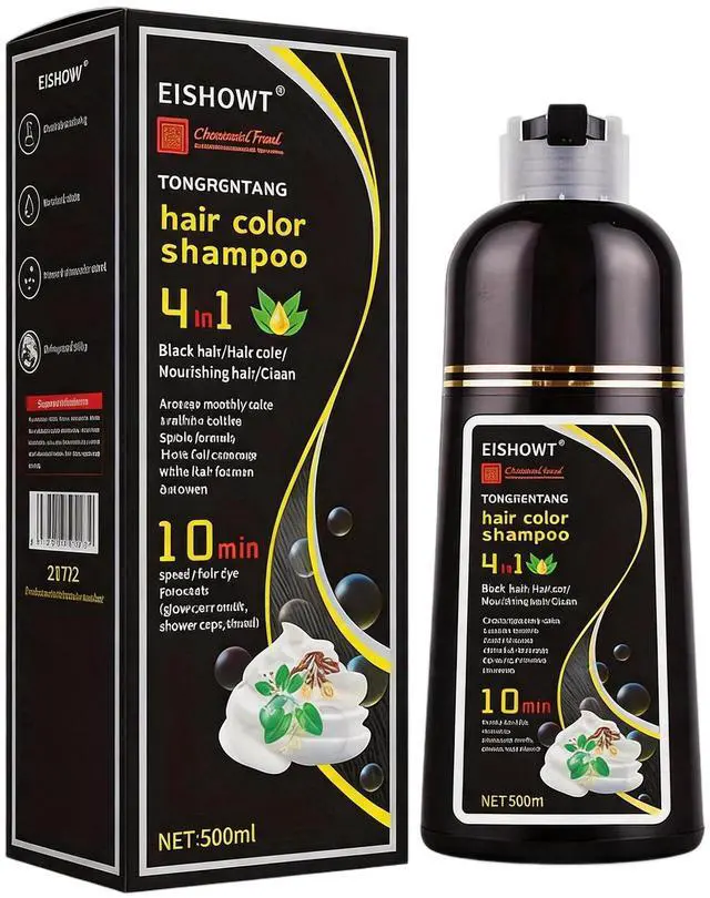 Main image of 4-in-1 Herbal Hair Color Shampoo (500ml), Quick Instant Gray Hair Coverage Coloring Shampoo for Women & Men, Home Hair Dye - Wine Red & Grape Purple
