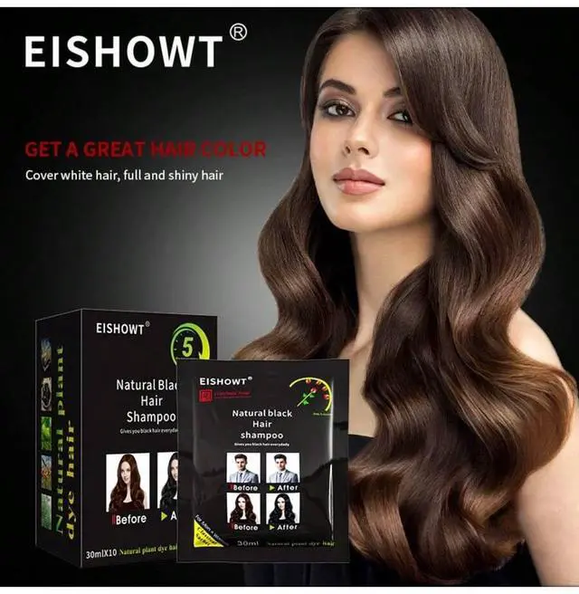 Alt view image 2 of 6 - Black Hair Dye Shampoo, 5Minute Instant Hair Color Shampoo for Gray Hair Coverage, Natural Plant Extract Hair Dye for Men Women, 10 Pack 30ml Sachets