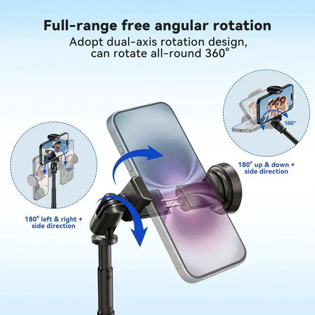 Alt view image 3 of 7 - 67 Inch Automatic Popup Selfie Stick Tripod, Carbon Fiber Phone Tripod with Magnetic Rechargeable Bluetooth Remote, 360° Rotation for Vlog Travel Live Streaming