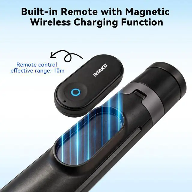 Alt view image 7 of 7 - 67 Inch Automatic Popup Selfie Stick Tripod, Carbon Fiber Phone Tripod with Magnetic Rechargeable Bluetooth Remote, 360° Rotation for Vlog Travel Live Streaming