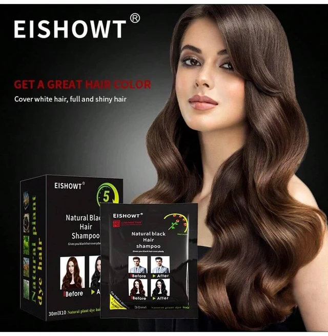 Main image of Hair dye shampoo, quickly covers white hair, plant extract hair dye, suitable for both men and women, 10 packs of 30ml in bags (crimson color)