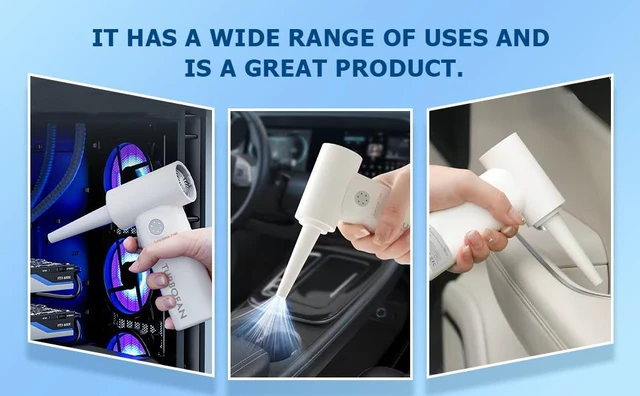 Alt view image 4 of 7 - 2in1 Handheld Vacuum Cleaner & Compressed Air Duster, 14500PA 110000RPM Brushless Motor, USBC Rechargeable Cordless Mini Vacuum for Car, PC, Keyboard Cleaning