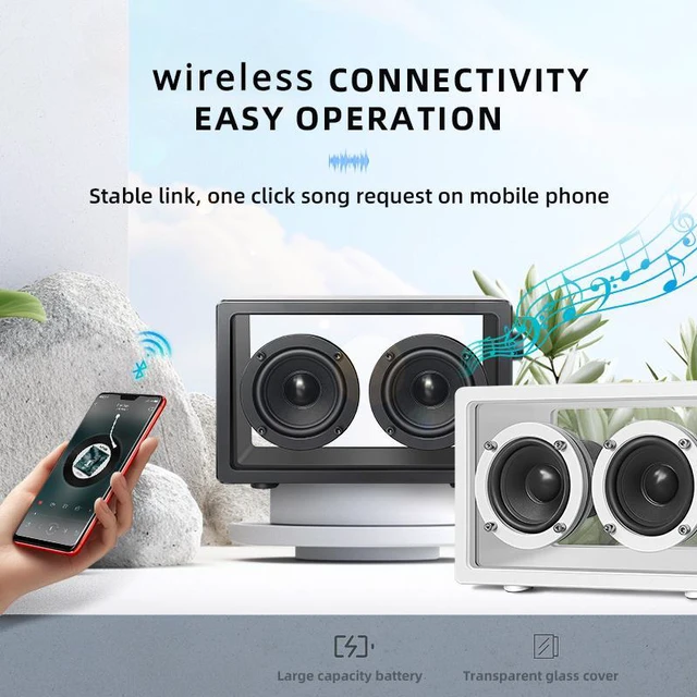 Main image of Minimalist Transparent Box Bluetooth Speaker, 16W DualDriver Wireless Speaker, Loud HD Sound, Bluetooth V5.3 Stable Connection for Indoor Outdoor Activities, Random Color