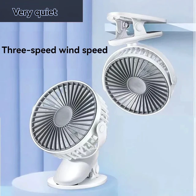Alt view image 2 of 7 - USB Clip on Fan, Rechargeable 3 Speed Portable Desk Fan, 360° Rotation Bionic Blades Small Clamp Fan, Low Noise Wide Angle Airflow for Bedroom Office Stroller (white)