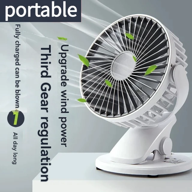 Alt view image 3 of 7 - USB Clip on Fan, Rechargeable 3 Speed Portable Desk Fan, 360° Rotation Bionic Blades Small Clamp Fan, Low Noise Wide Angle Airflow for Bedroom Office Stroller (white)