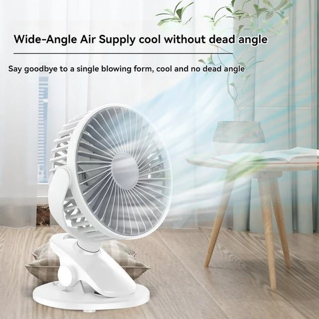 Alt view image 5 of 7 - USB Clip on Fan, Rechargeable 3 Speed Portable Desk Fan, 360° Rotation Bionic Blades Small Clamp Fan, Low Noise Wide Angle Airflow for Bedroom Office Stroller (white)