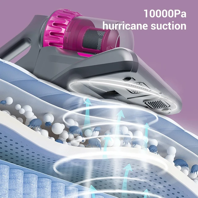 Alt view image 5 of 7 - Cordless Mattress Vacuum, 10000Pa Handheld Bed Vacuum Cleaner with HEPA Filtration, 3-in-1 Dust Mite Remover for Bed, Sofa, Carpet, Pillows, Pet Hair