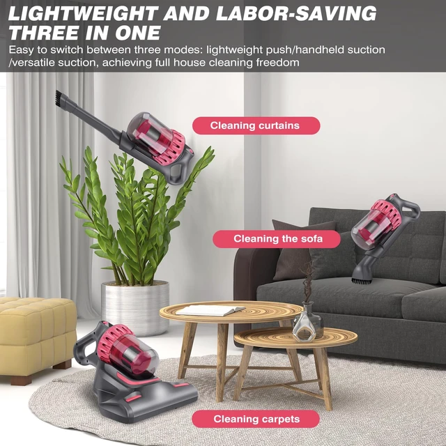 Alt view image 7 of 7 - Cordless Mattress Vacuum, 10000Pa Handheld Bed Vacuum Cleaner with HEPA Filtration, 3-in-1 Dust Mite Remover for Bed, Sofa, Carpet, Pillows, Pet Hair