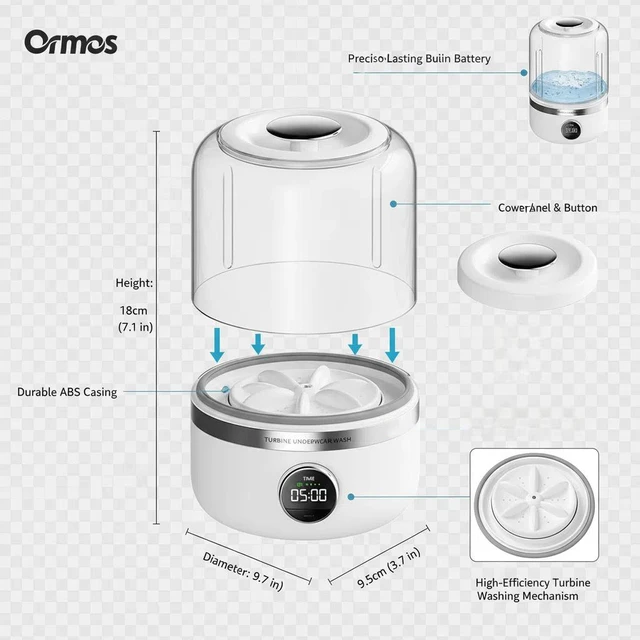 Alt view image 4 of 7 - Pet Parent Portable Washer, Compact Turbine Cleaner with Bionic Hand-Wash Tech, Multi-Use for Dog and Cat Gear, Clothing, Leashes, Toys