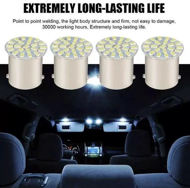 Alt view image 4 of 7 - 10Pcs 1157 BA15D Car LED Bulb 1206 22SMD Light Brake/Turn/Tail/Revese Lamp White