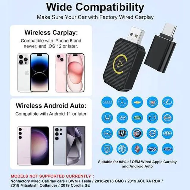 Alt view image 6 of 7 - 2 in 1 USB Wireless CarPlay Adapter For Apple Android Dongle Navigation Player