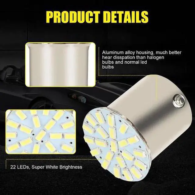 Alt view image 5 of 7 - 10Pcs 1157 BA15D Car LED Bulb 1206 22SMD Light Brake/Turn/Tail/Revese Lamp White