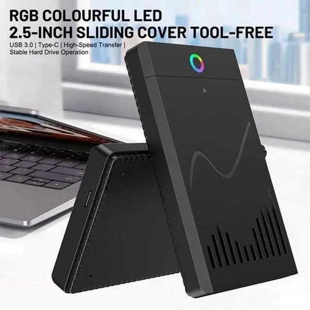 Alt view image 2 of 7 - USB 3.1 + Type-C 2.5" SATA 3.0 SSD HDD Enclosure RGB External Hard Drive Case