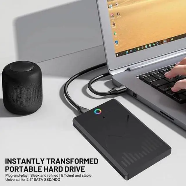 Alt view image 3 of 7 - USB 3.1 + Type-C 2.5" SATA 3.0 SSD HDD Enclosure RGB External Hard Drive Case