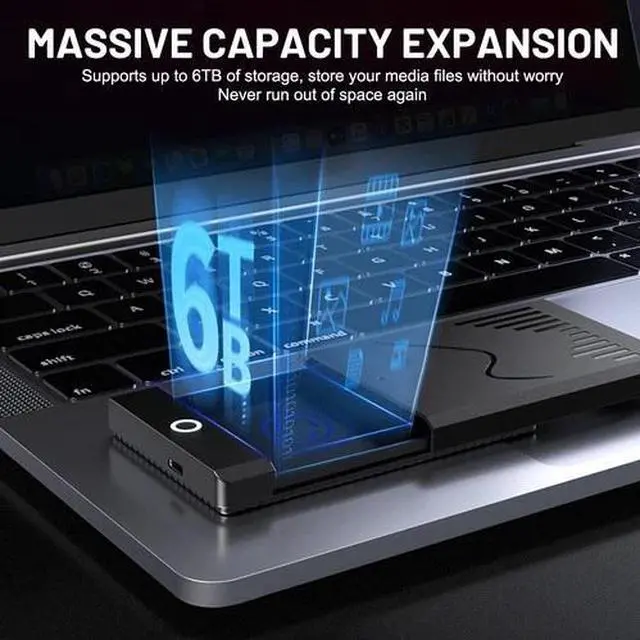 Alt view image 7 of 7 - USB 3.1 + Type-C 2.5" SATA 3.0 SSD HDD Enclosure RGB External Hard Drive Case