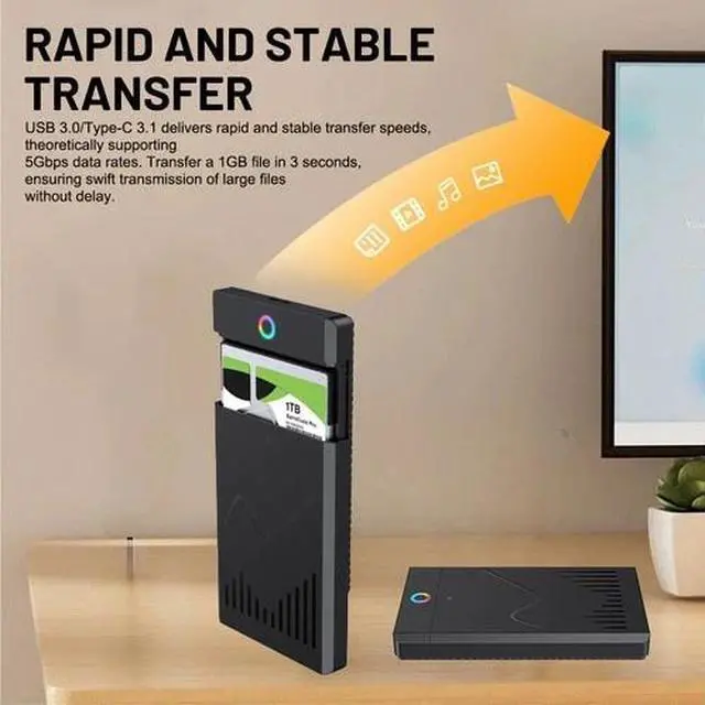 Alt view image 5 of 7 - USB 3.1 + Type-C 2.5" SATA 3.0 SSD HDD Enclosure RGB External Hard Drive Case