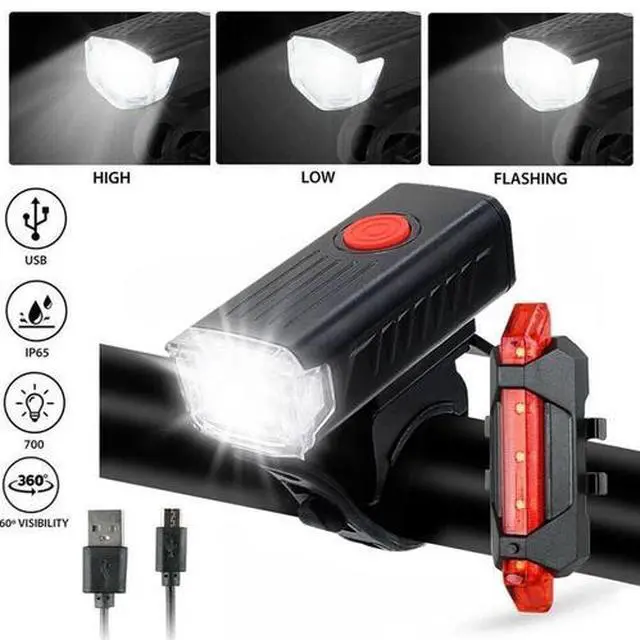 Main image of USB Rechargeable LED Bicycle Headlight Bike Head Light Front Rear Lamp Cycling