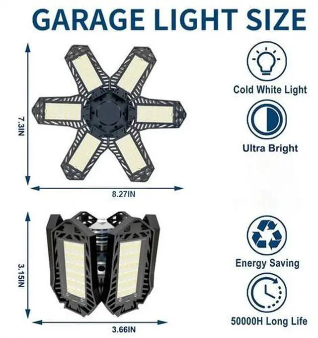 Alt view image 2 of 7 - 1200000LM LED Garage Light Super Bright Work Shop Ceiling Light Deformable Bulb