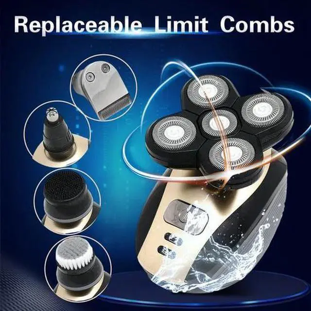 Alt view image 4 of 7 - 5-in-1 Rotary Electric Shaver 4D Rechargeable Bald Head Hair Beard Trimmer Razor