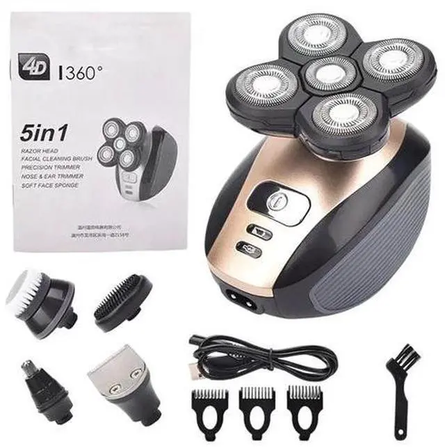 Alt view image 7 of 7 - 5-in-1 Rotary Electric Shaver 4D Rechargeable Bald Head Hair Beard Trimmer Razor