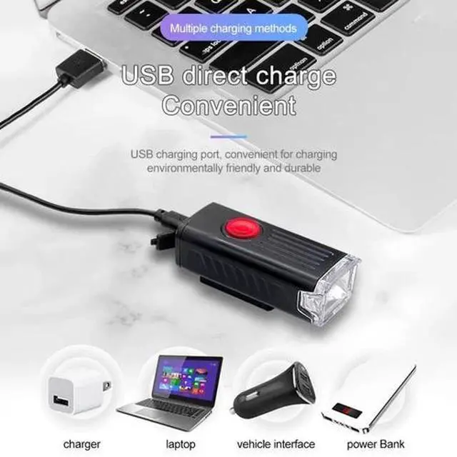 Alt view image 4 of 7 - USB Rechargeable LED Bicycle Headlight Bike Head Light Front Rear Lamp Cycling