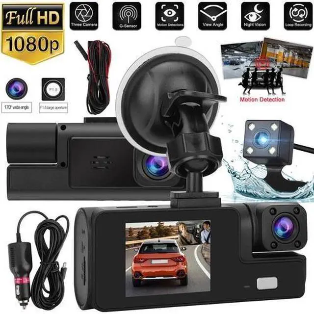 Main image of Car Dual Lens Dash Cam HD 1080P Front/Rear/Inside Video Recorder Camera G-Sensor