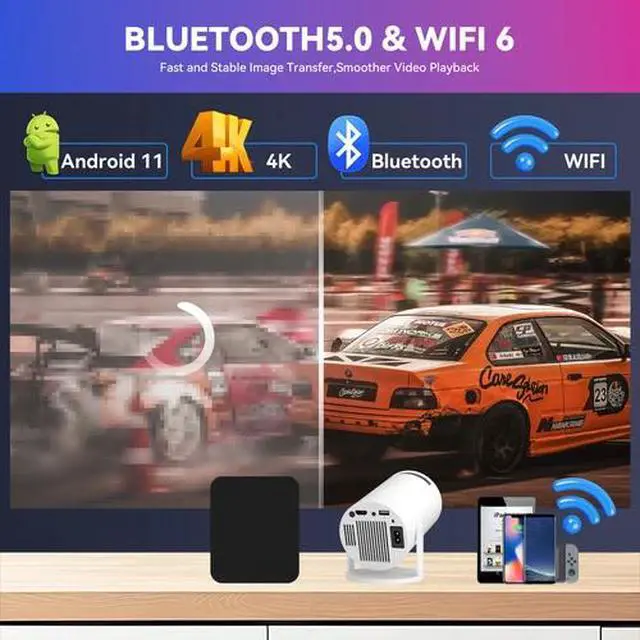 Alt view image 5 of 7 - 1080P 4K Mini Projector 10000 Lumen LED WiFi Bluetooth UHD Portable Home Theater