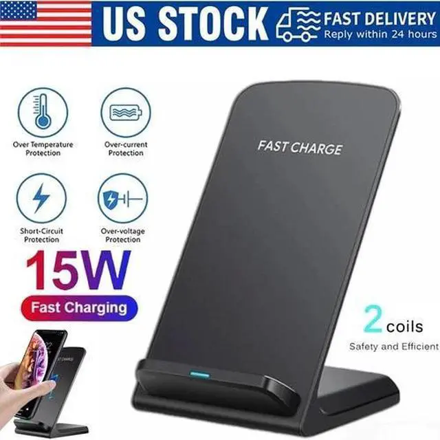 Alt view image 2 of 7 - 3 Pack Wireless Fast Charger Stand Dock Cradle for Apple iPhone Samsung Galaxy