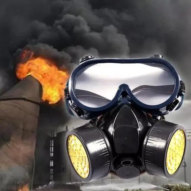 Main image of Emergency Survival Safety Respiratory Gas Mask Goggles &2 Dual Protection Filter