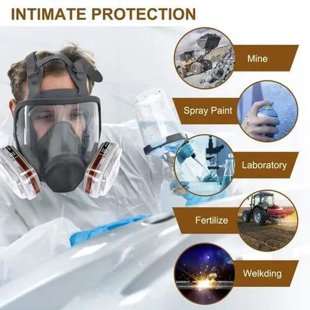 Alt view image 6 of 7 - Full Face Gas Mask Painting Spraying Respirator w/Filters for 6800 Facepiece US