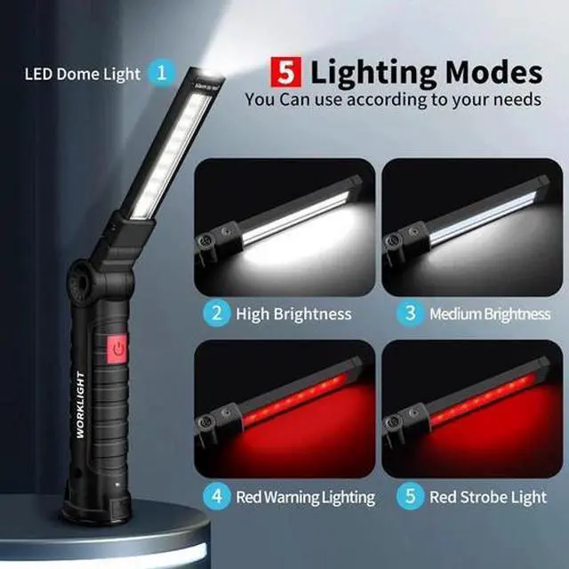 Alt view image 4 of 6 - COB Work Light Rechargeable LED Magnetic COB Inspection Torch, Type-C Cordless