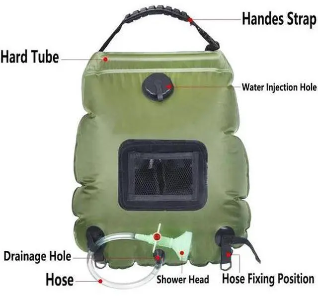 Alt view image 2 of 5 - Solar Shower Bag 5 gallons/20L Solar Heating Camping Shower Bag for Camping