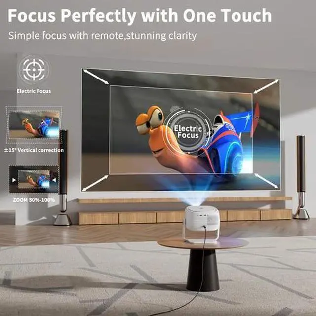 Alt view image 5 of 7 - 4K Projector 45000LMS 1080P 3D 5G WiFi Bluetooth Video Home Theater 230" Display
