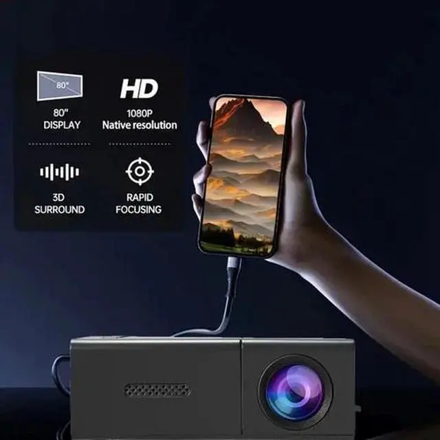 Alt view image 2 of 7 - Mini Projector LED HD 1080P Home Cinema Portable Office Theater Movie Projector